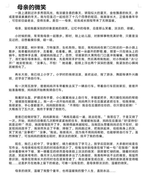 母亲的笑容作文怎么写_母亲的笑容作文素材有哪些-第2张图片-星辰妙记