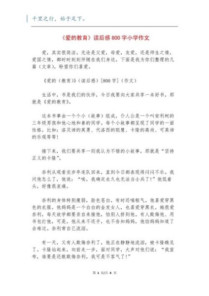 爱的教育读后感怎么写_爱的教育作文800字-第1张图片-星辰妙记