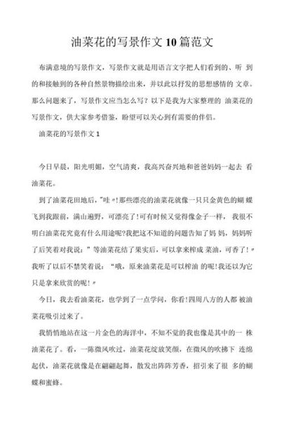 油菜花作文怎么写_油菜花描写技巧-第2张图片-星辰妙记